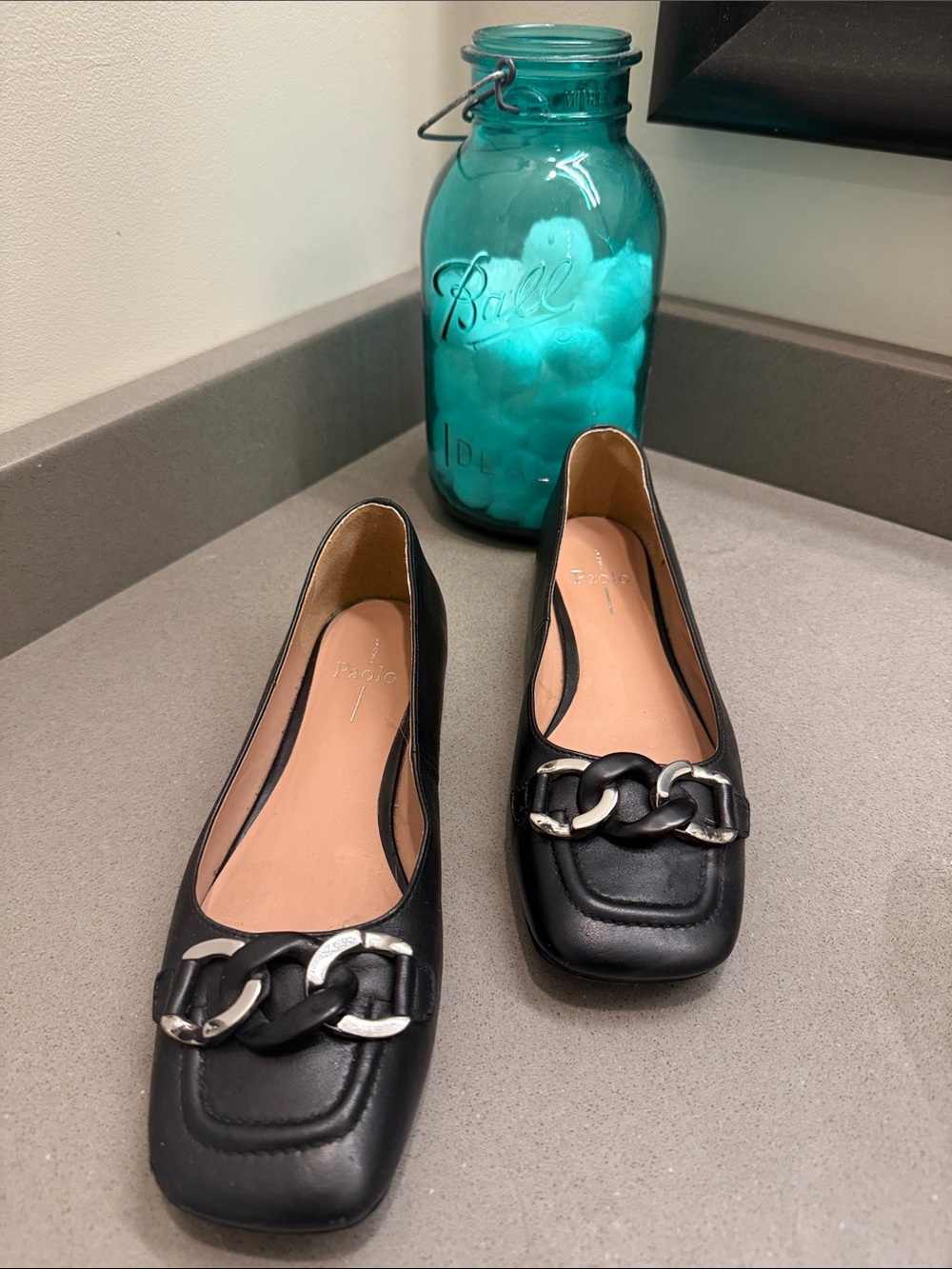 Paolo Black Loafers with Silver Chain Accent